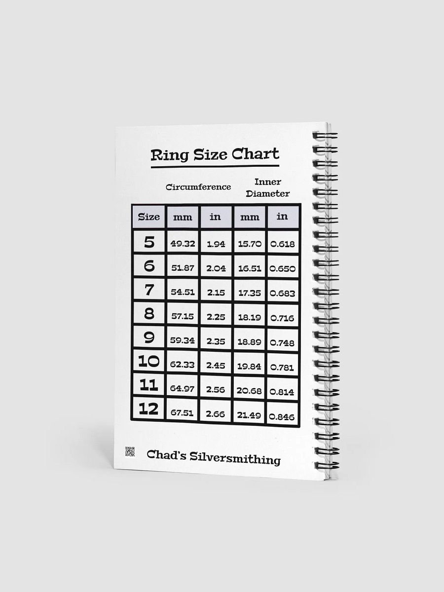 Silversmithing Sketchbook with Ring Size Formula product image (2)