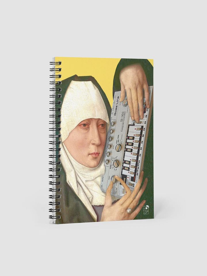 Mater Dolorosa meets Roland TB 303 by Frank Fonik, EDM Techno Spiral Notebook product image (1)