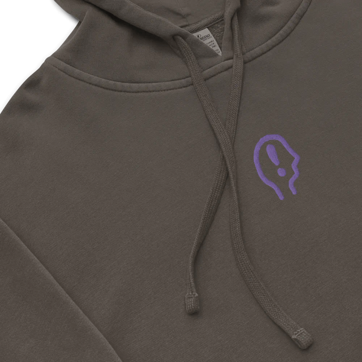 EXCLAIMING MENTALLY (C. purple) embroidered pigment hoodie product image (1)