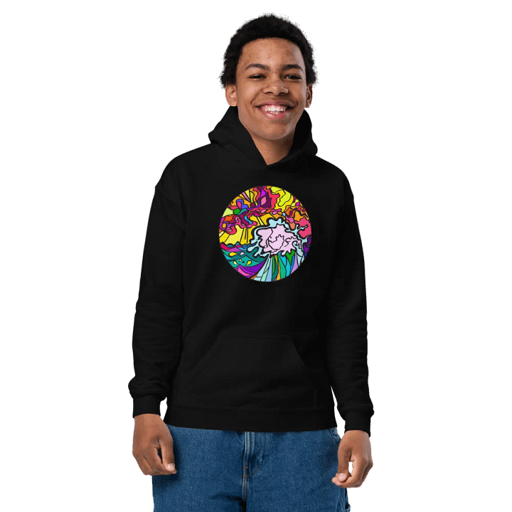 Vibrant Swirl Youth Hoodie - Wave at Sunset product image (7)
