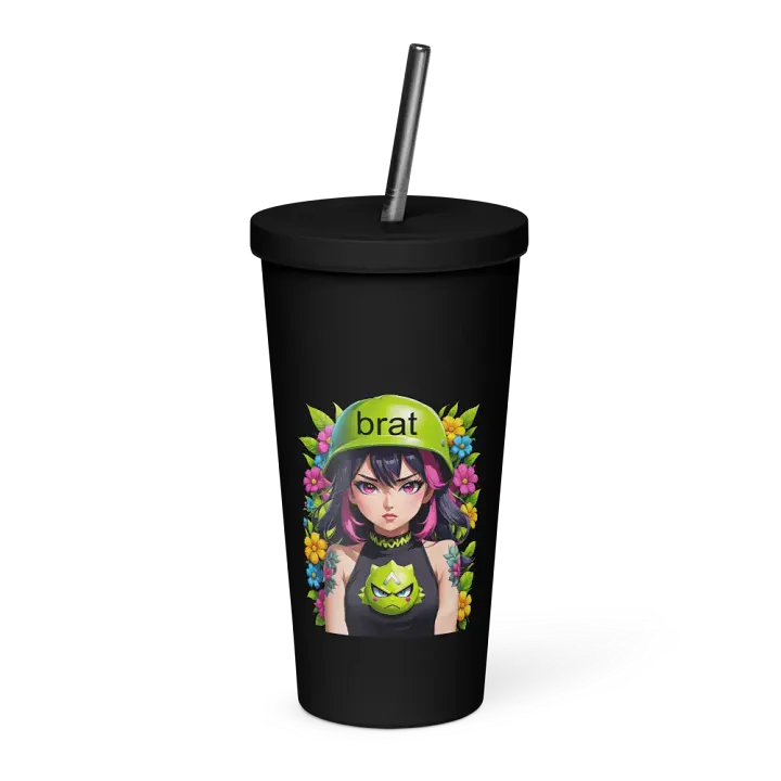 Brat 20 oz Tumbler Cup - Black - Insulated Tumbler with a Straw v6 product image (1)