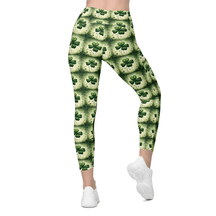 Whimsical Lucky Four Leaf Clover St Patrick’s Day Leggings product image (1)
