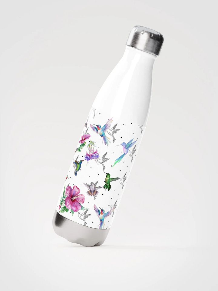 Whimsical Hummingbird and Flower Stainless Steel Water Bottle product image (2)
