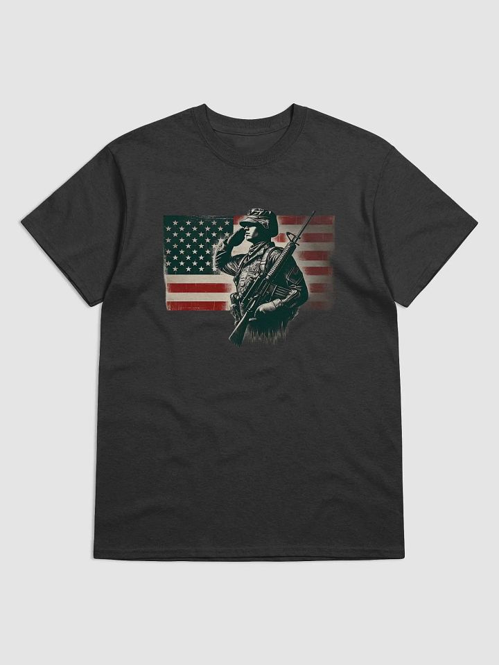 Saluting Soldier - Proud USA Patriotic Tribute Vintage Unisex Heavyweight T-Shirt product image (1)