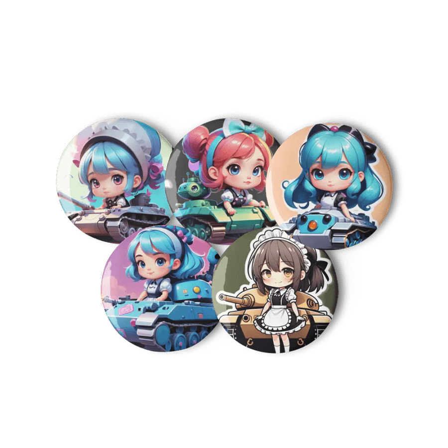 Chibi Maid Tank Set A - Pin Button Collection product image (7)