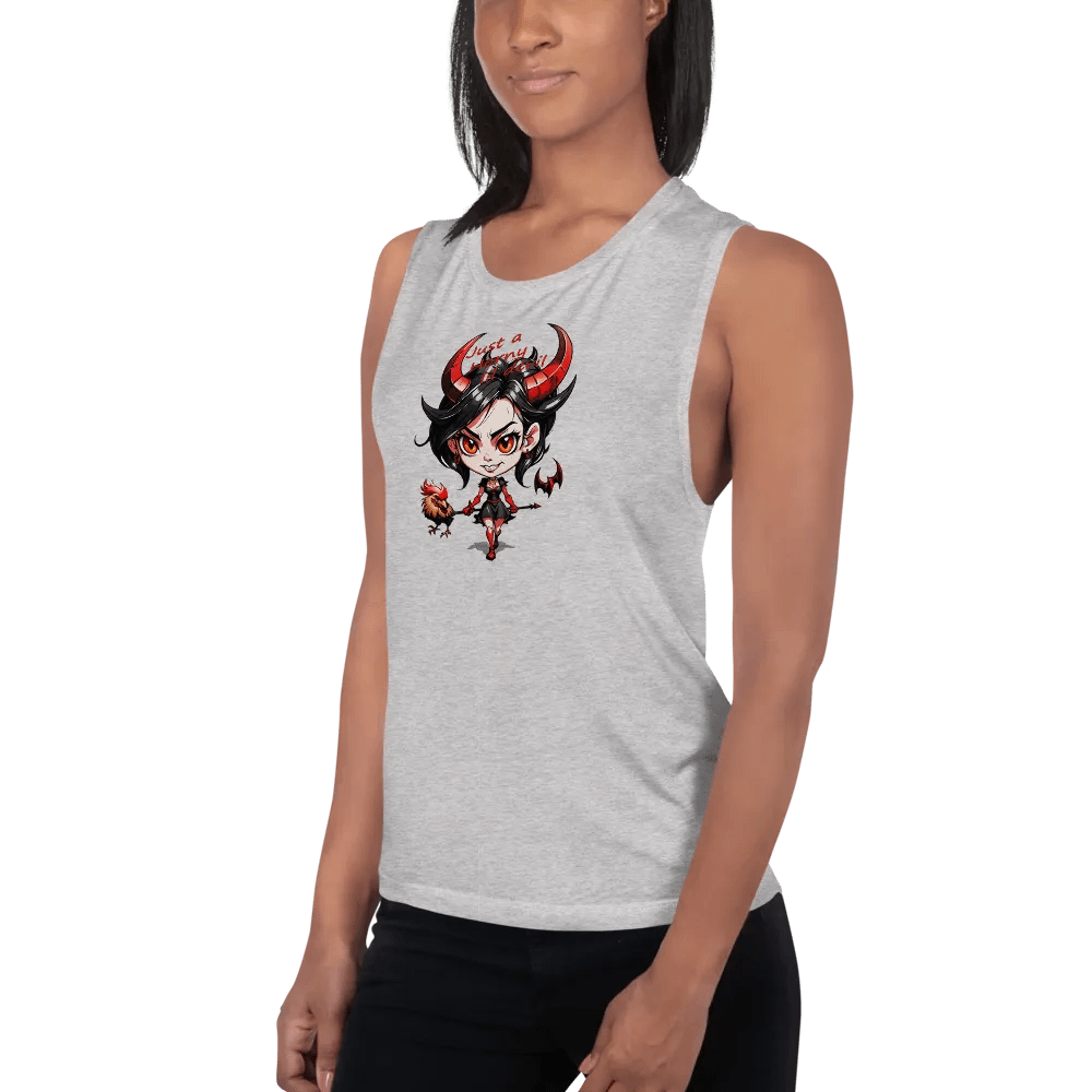 Just A Horny Lil Devil Graphic flowy muscle cut Tank top product image (10)