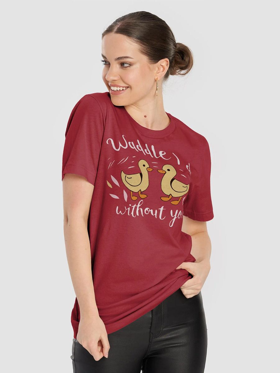 Cute Duck Couple T-Shirt, Waddle I Do Without You? Graphic Tee, Unisex Love Pun Shirt, Anniversary Gift, Casual Wear Classic Tee product image (27)