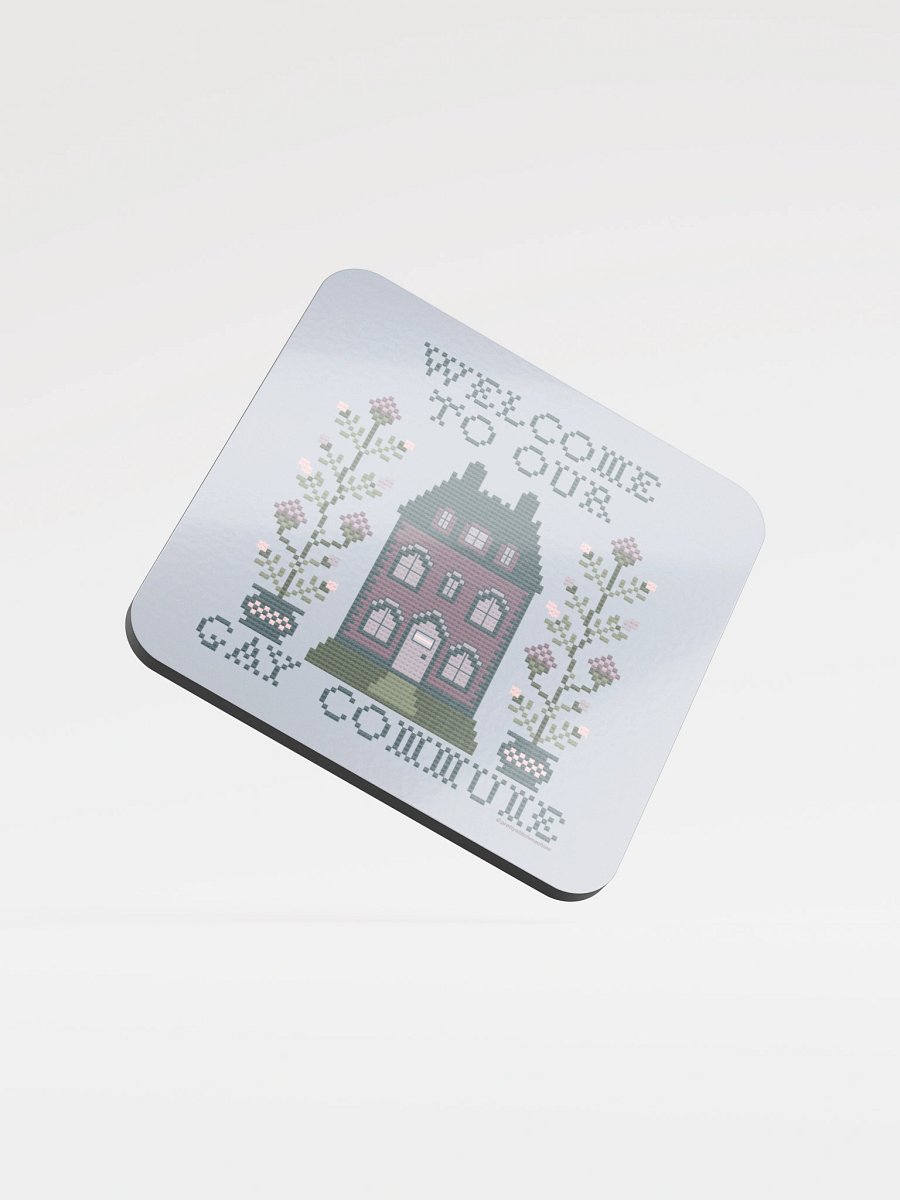 Welcome to Our Gay Commune Coaster - Trans Flag product image (1)
