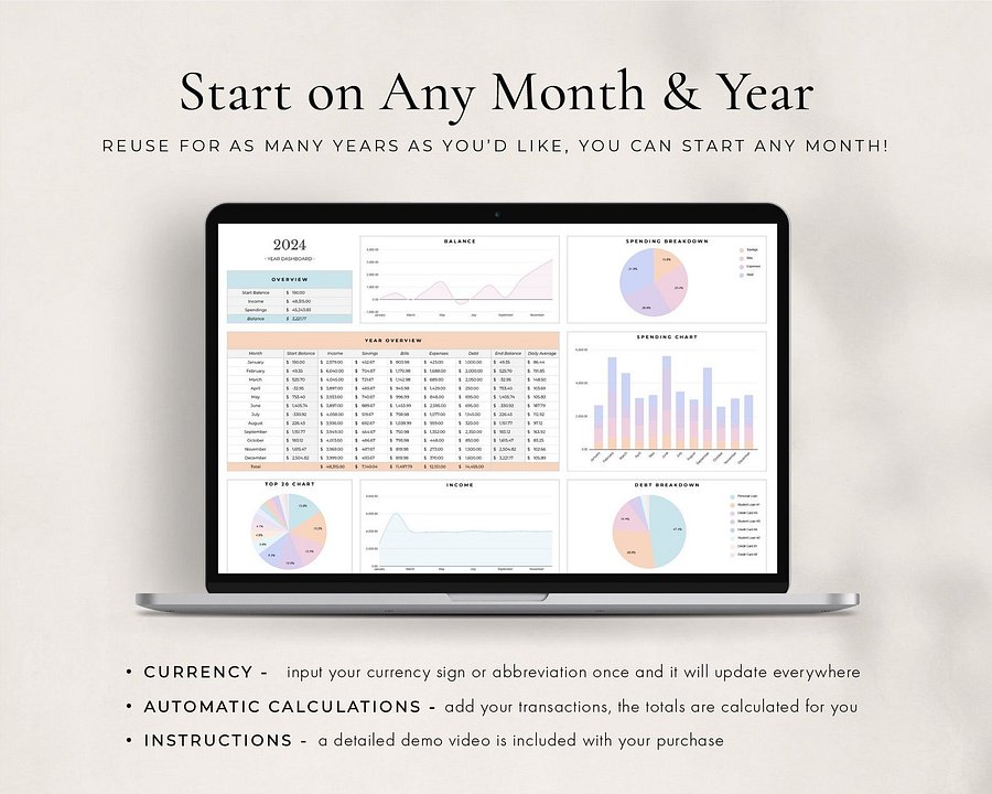 Annual Budget + Spreadsheet for Google Sheets product image (9)