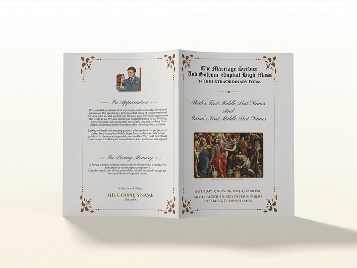 Catholic Wedding Program Booklet for Nuptial Mass in the Extra-Ordinary Form product image (2)