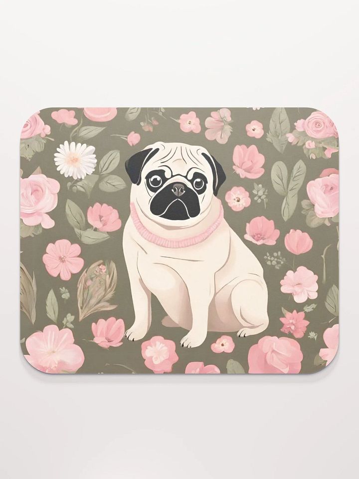 Floral Pattern Pug Mouse Pad product image (1)