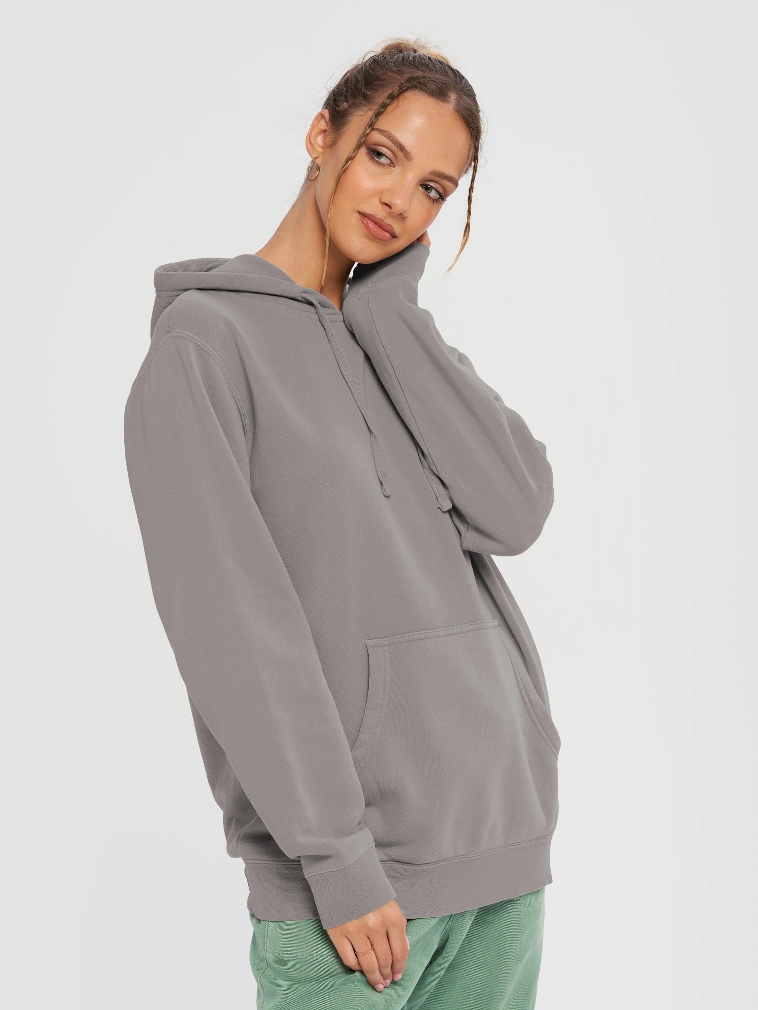 Plain Color Pigment Cement Hoodie product image (1)