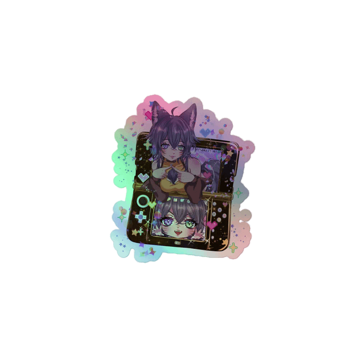 WolfcatRisi Gamer Waifu Holographic Sticker product image (1)