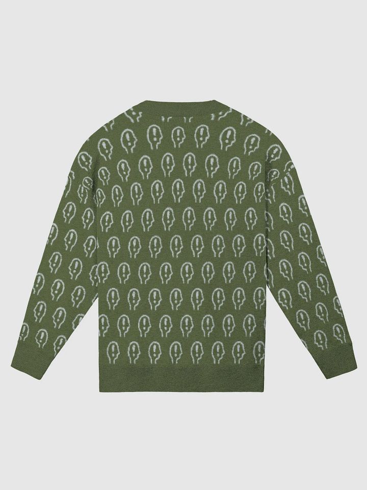 EXCLAIMING MENTALLY (repeating design, olive and light blue) relaxed knitwear crewneck product image (2)