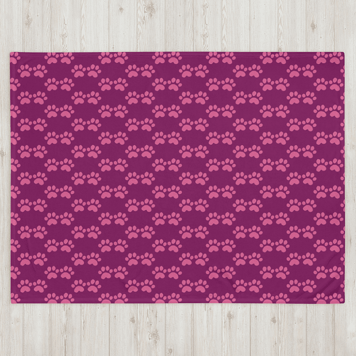 All Around Pink Paw Prints Throw Blanket product image (2)