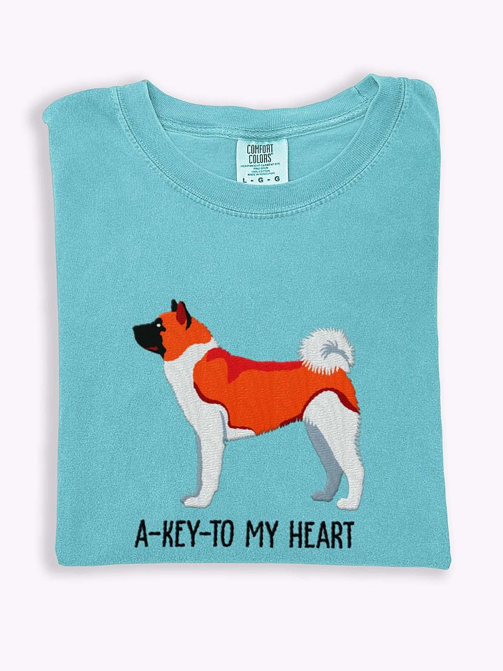 A-Key-To My Heart T-Shirt(Embroidered) of an American Akita(Red) product image (1)