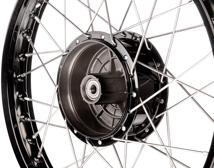 Tuning-Speichenrad 1,5 x 16" Alufelge Schwarz eloxiert + Edelstahlspeichen product image (4)