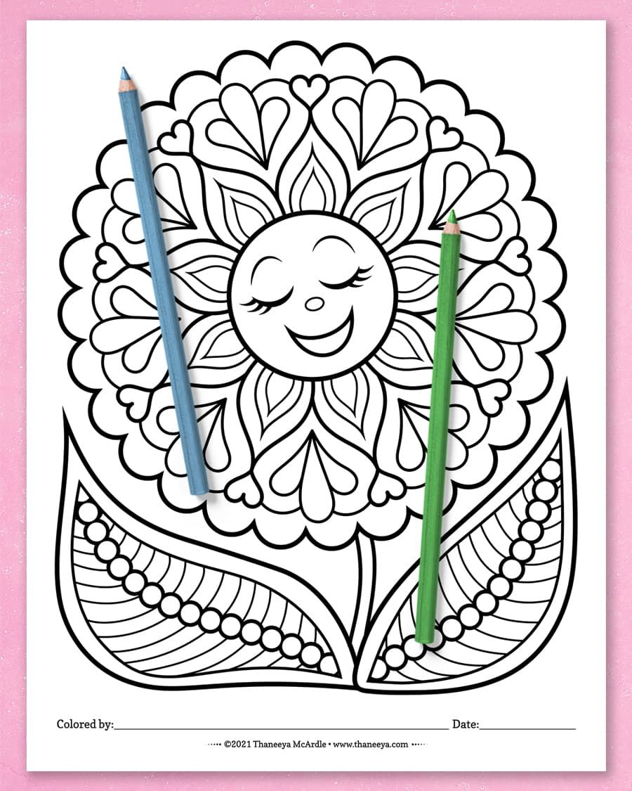 Happy Flowers Coloring Pages product image (3)