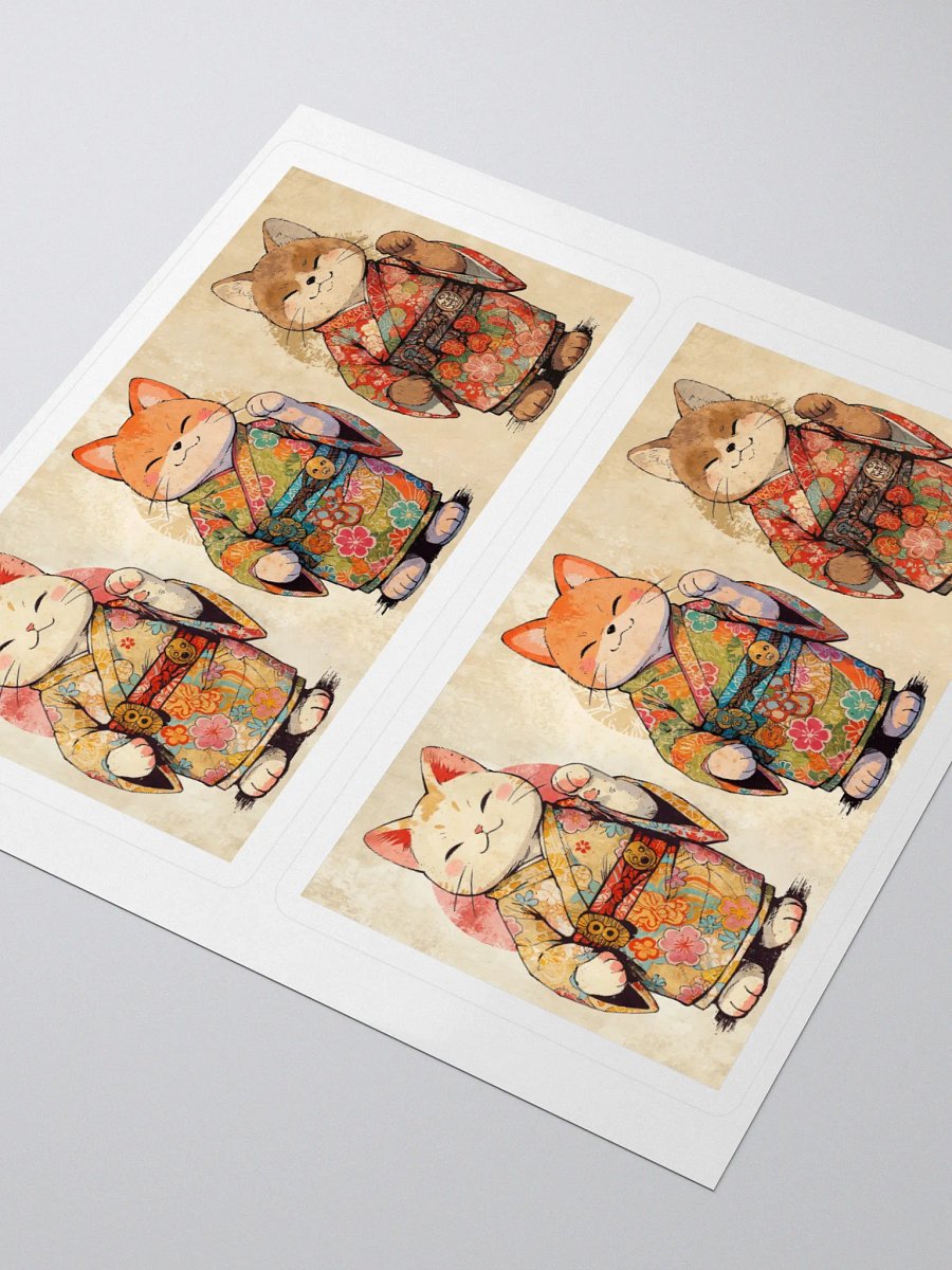 Sticker Set - Kimono Cat Fox Tanuki product image (4)