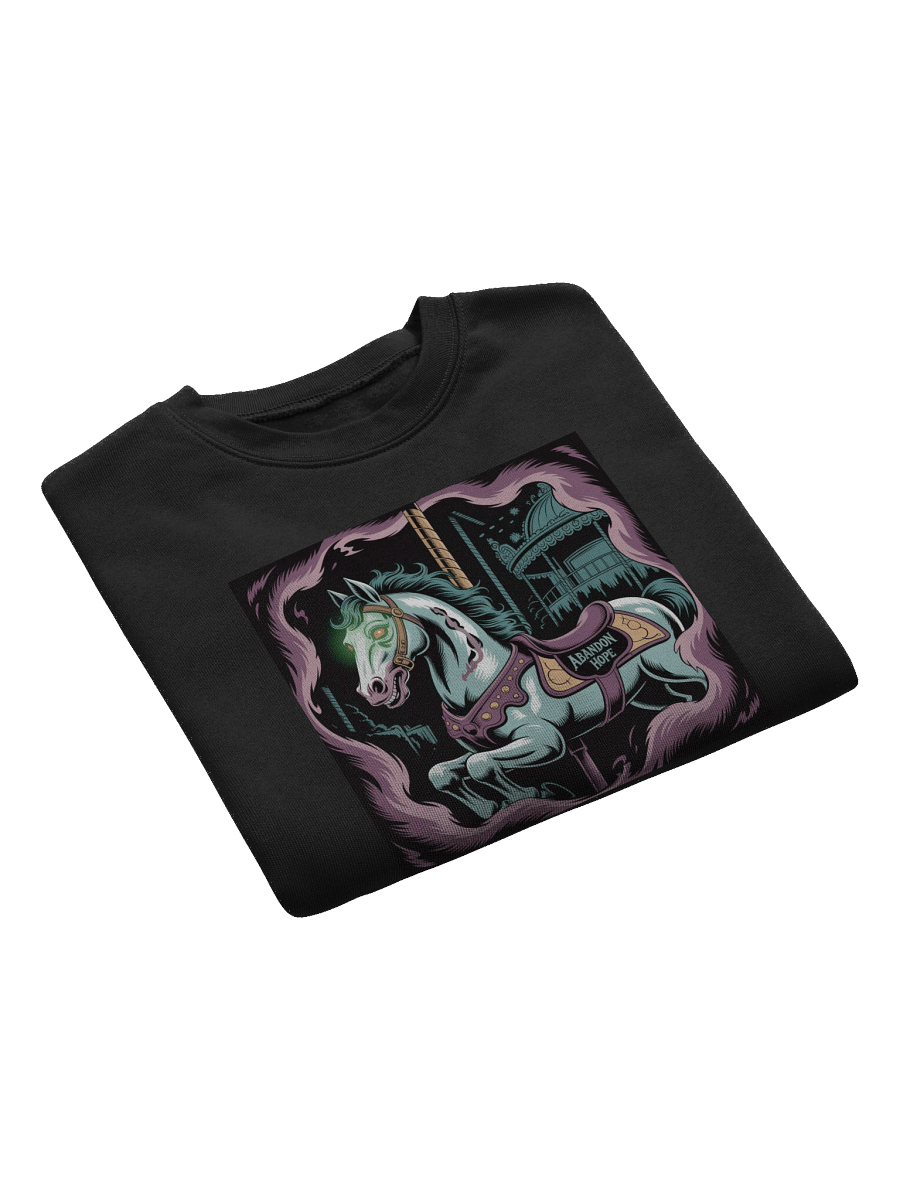 Abandoned Hope Women's Fleece Crop Sweatshirt - Black Gothic Unicorn Design by Midnight Veil Designs product image (7)