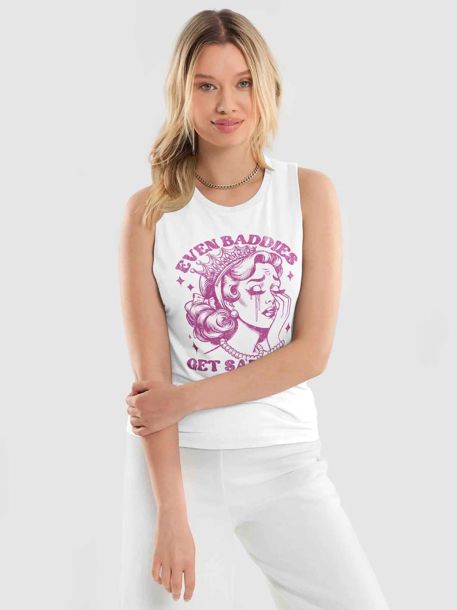 'Even Baddies Get Saddies' Flowy Muscle Tank product image (1)