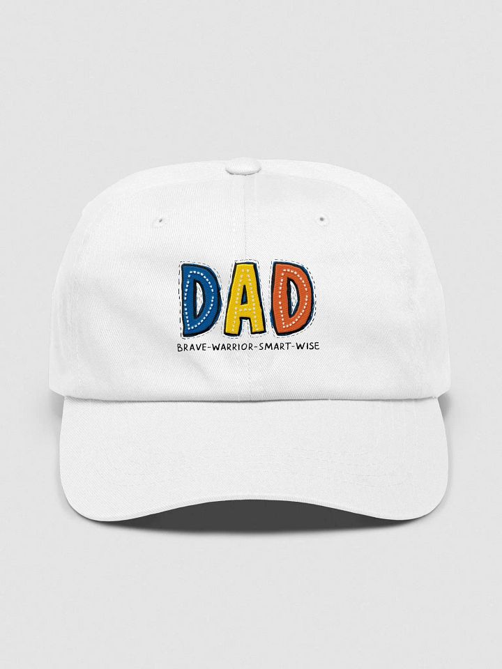 Father’s Day Classic Dad Hat: DAD-Warrior-Brave-Smart-Wise Trimmed in black product image (2)