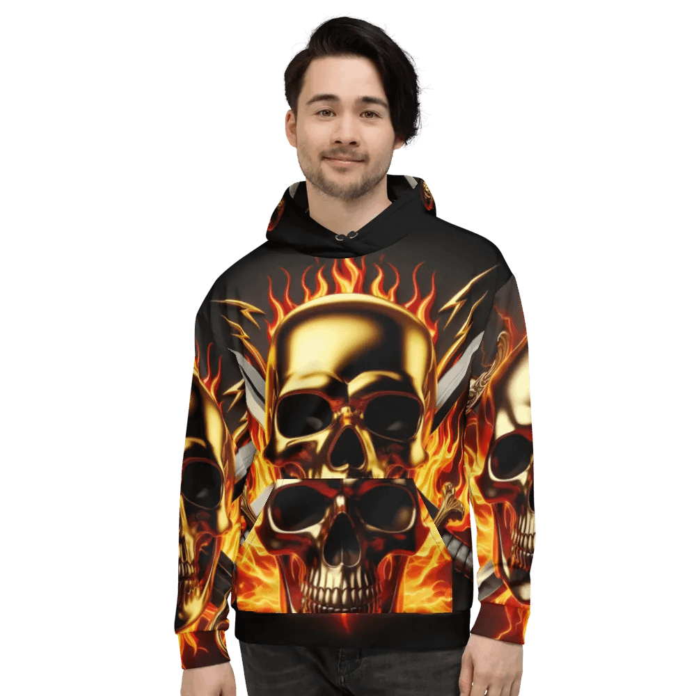 Golden Skull & Crossed Swords - Unisex Skull Hoodie #46 product image (2)
