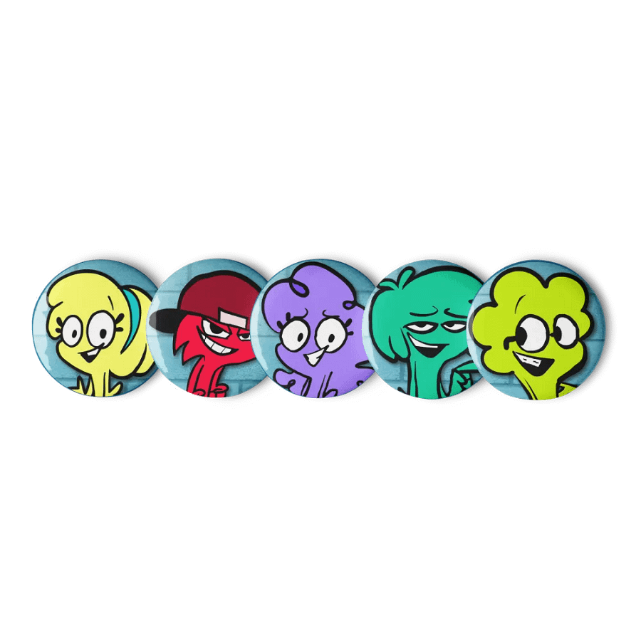 Cartoon Safety Pin Buttons Set 2 product image (2)