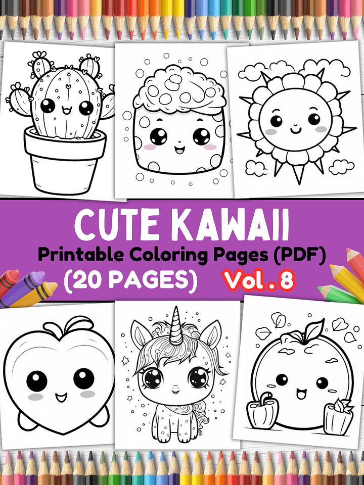 20 Cute Kawaii Coloring Pages#8 (PDF Coloring Pages) product image (1)