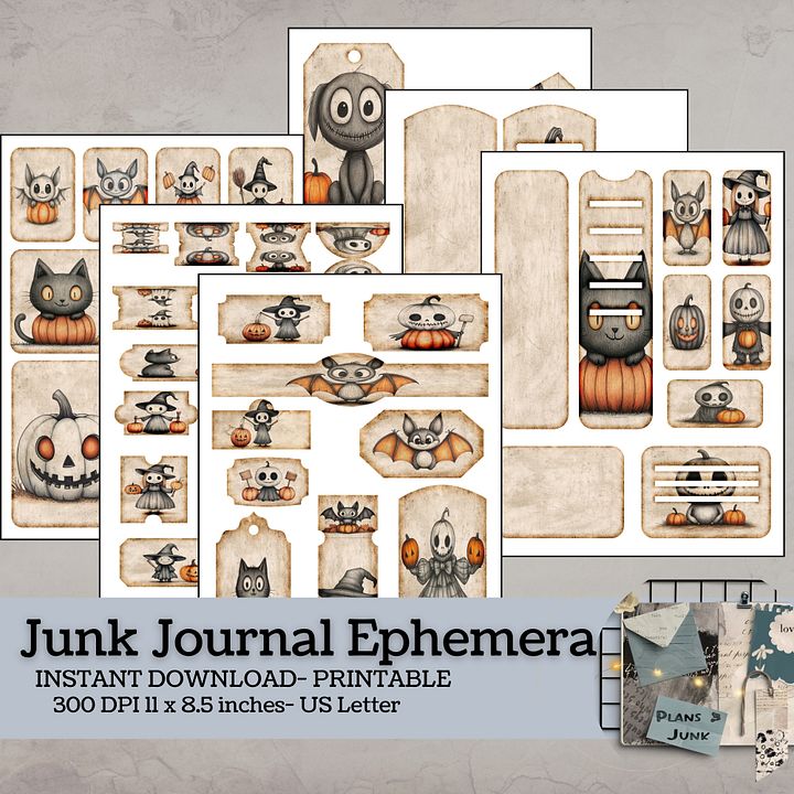 Spooky Halloween - Printable Ephemera Set 2 V7 product image (1)