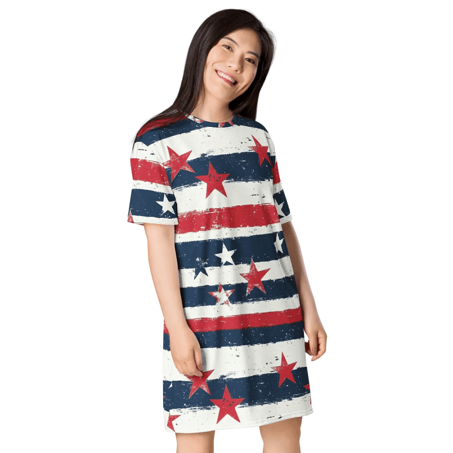 Geaux 31 (On Back) - Vintage Patriots (Stars & Stripes) T-Shirt Dress product image (5)