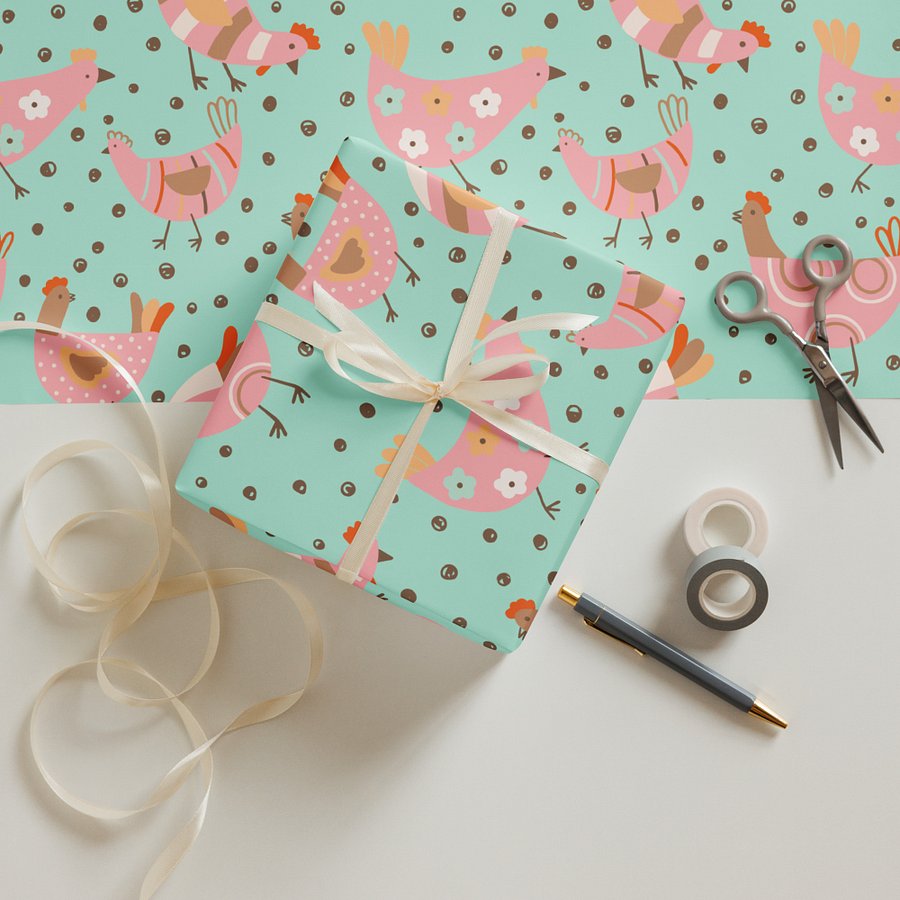 Pastel Chicken Wrapping Paper Sheet SET product image (4)
