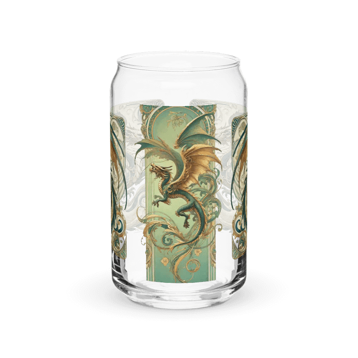 Art Nouveau Dragon Can-Shaped Glass Cup – Unique, Artistic Drinkware product image (2)