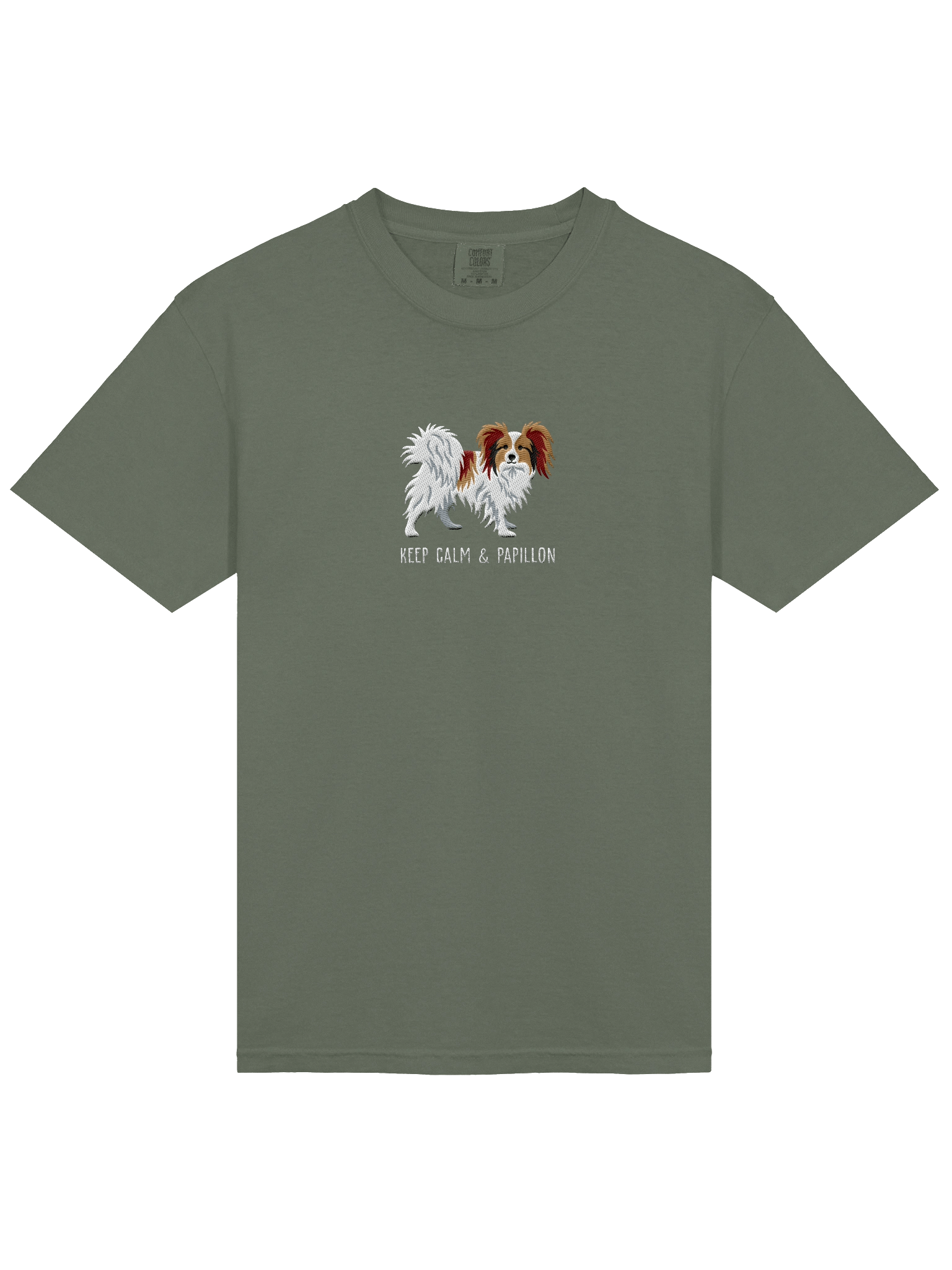 Keep Calm & Papillon T-Shirt(Embroidered) of a Papillon(Sable & White) product image (23)