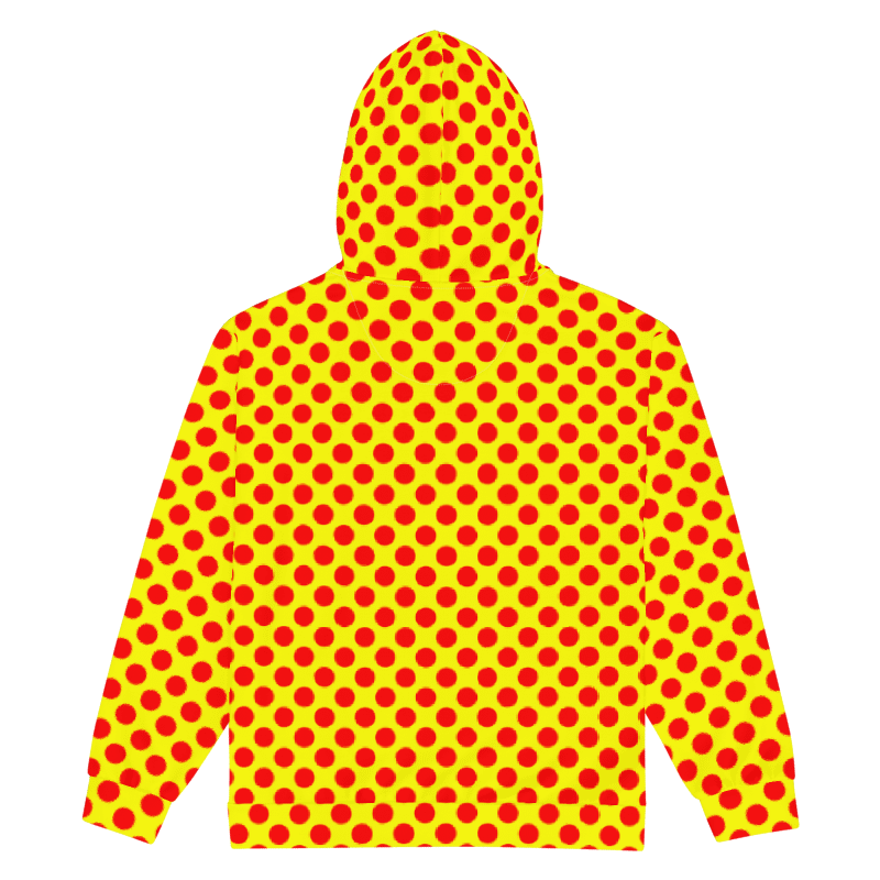 Red Polka Dots on Yellow Unisex Zip Hoodie product image (4)