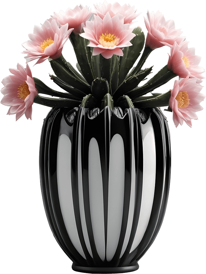 Monochrome Elegance Vase – Black & White Signature, PNG product image (1)