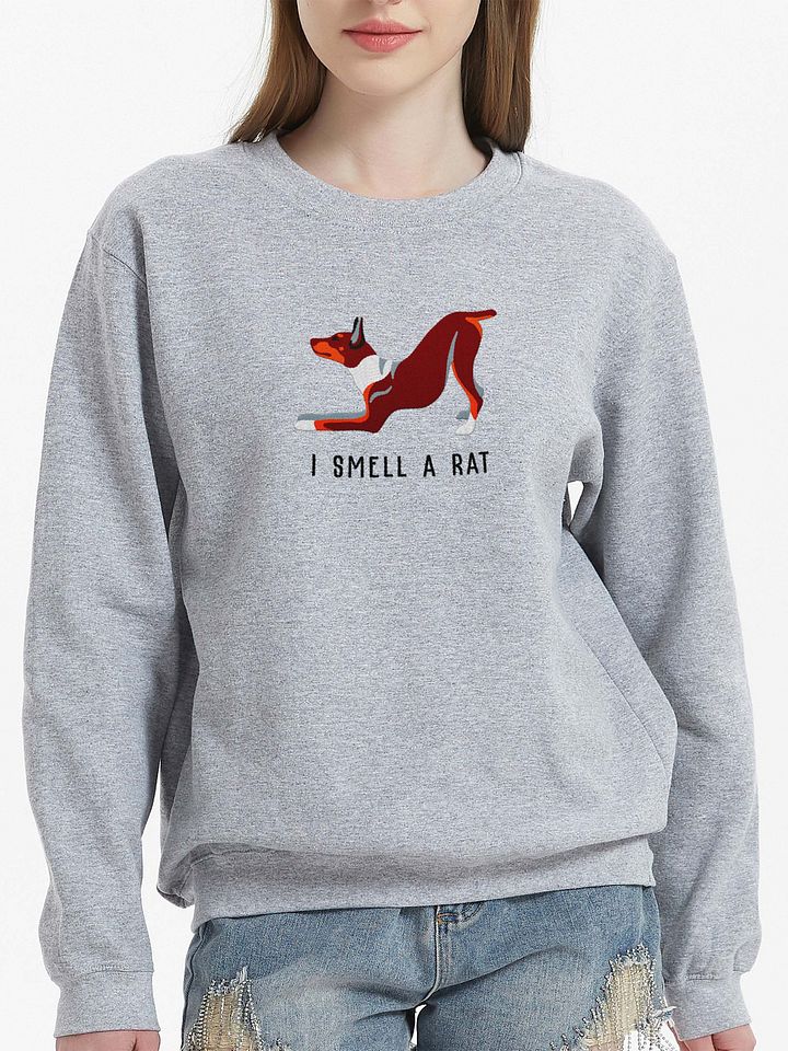 I Smell a Rat Sweatshirt (Embroidered) of a Rat Terrier(Brown & Tan) product image (2)