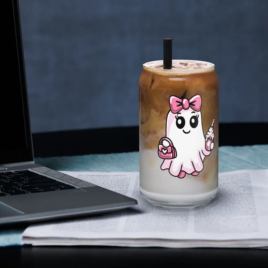 Cute Ghost 16oz Can-Shaped Drinking Glass product image (4)