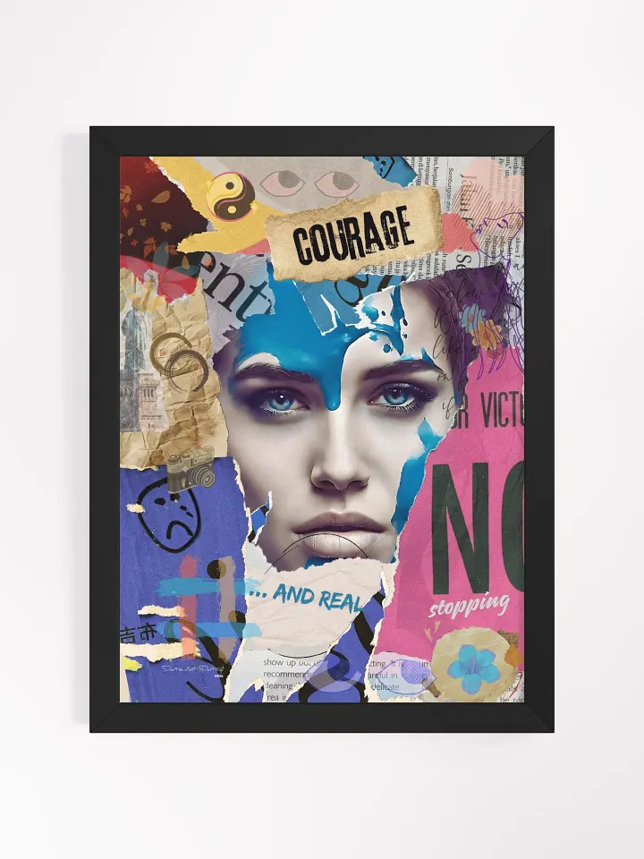 Don't be silent! Don't stop! Blue. | Framed Collage Painting product image (2)