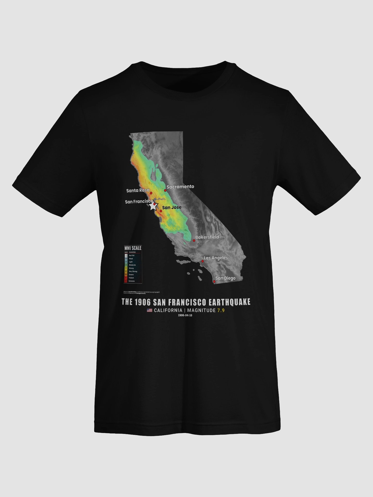 The 1906 San Francisco, California Earthquake Map T-shirt product image (79)