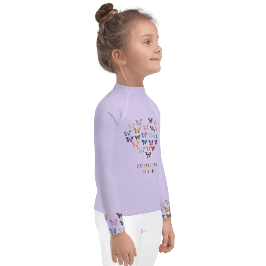 Butterfly Magic Kid's Purple Rash Guard product image (4)