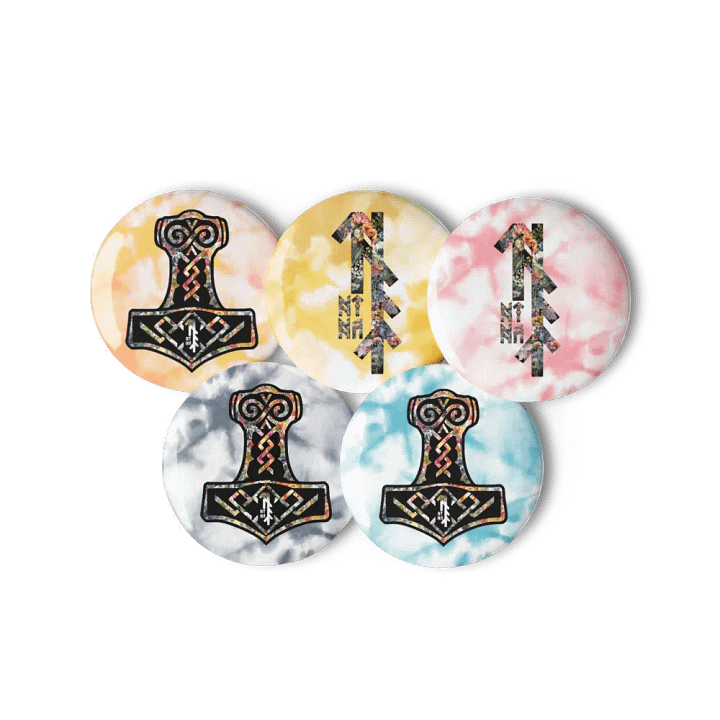 NTN Apparel Floral Mjölnir - Button Set product image (2)