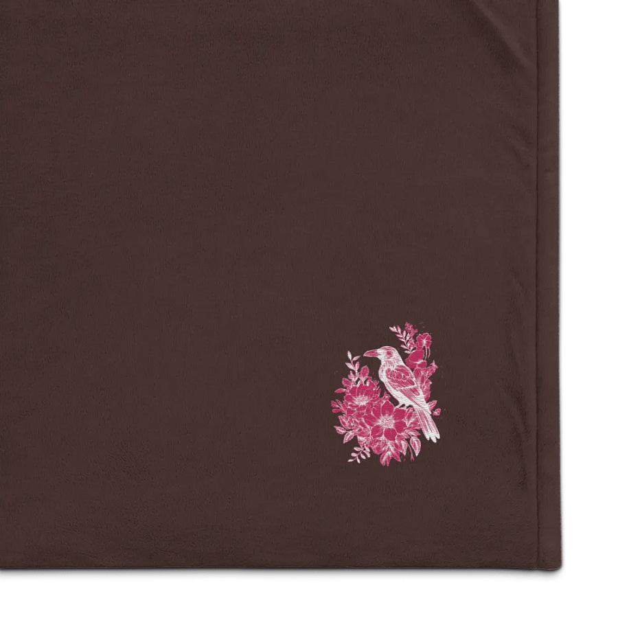 Whimsical Garden Bird White Raven Premium Sherpa Blanket product image (4)