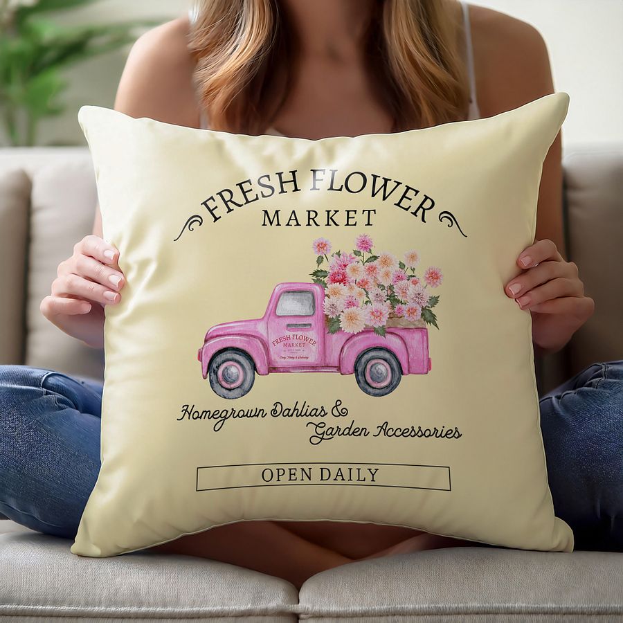 Cottage summer Flower Truck Premium Pillow product image (3)