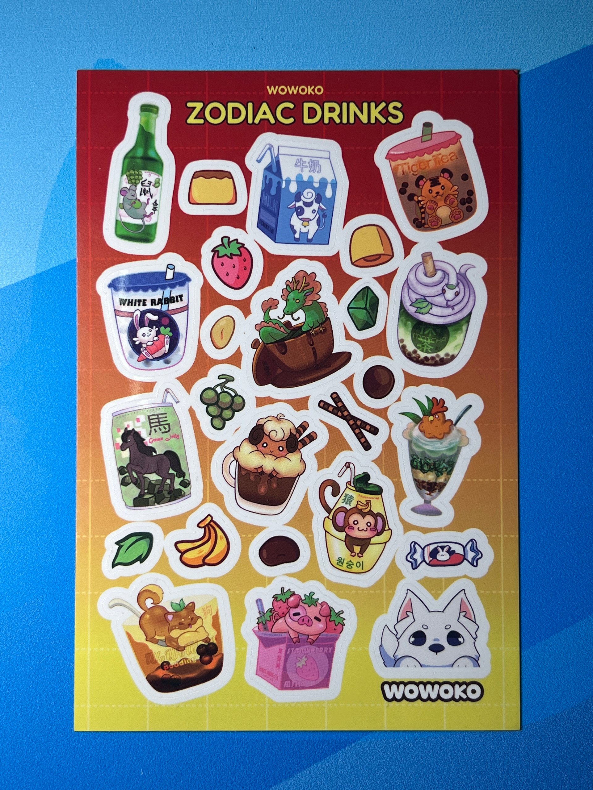 WoWoKo x Potato Fighters - Zodiac Drinks - Sticker Sheet product image (1)