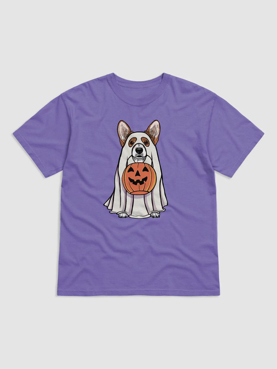 Funny Halloween Pembroke Welsh Corgi(Red) T-Shirt | Funny Corgi Wearing a Ghost Costume and Holding a Pumpkin Basket product image (27)