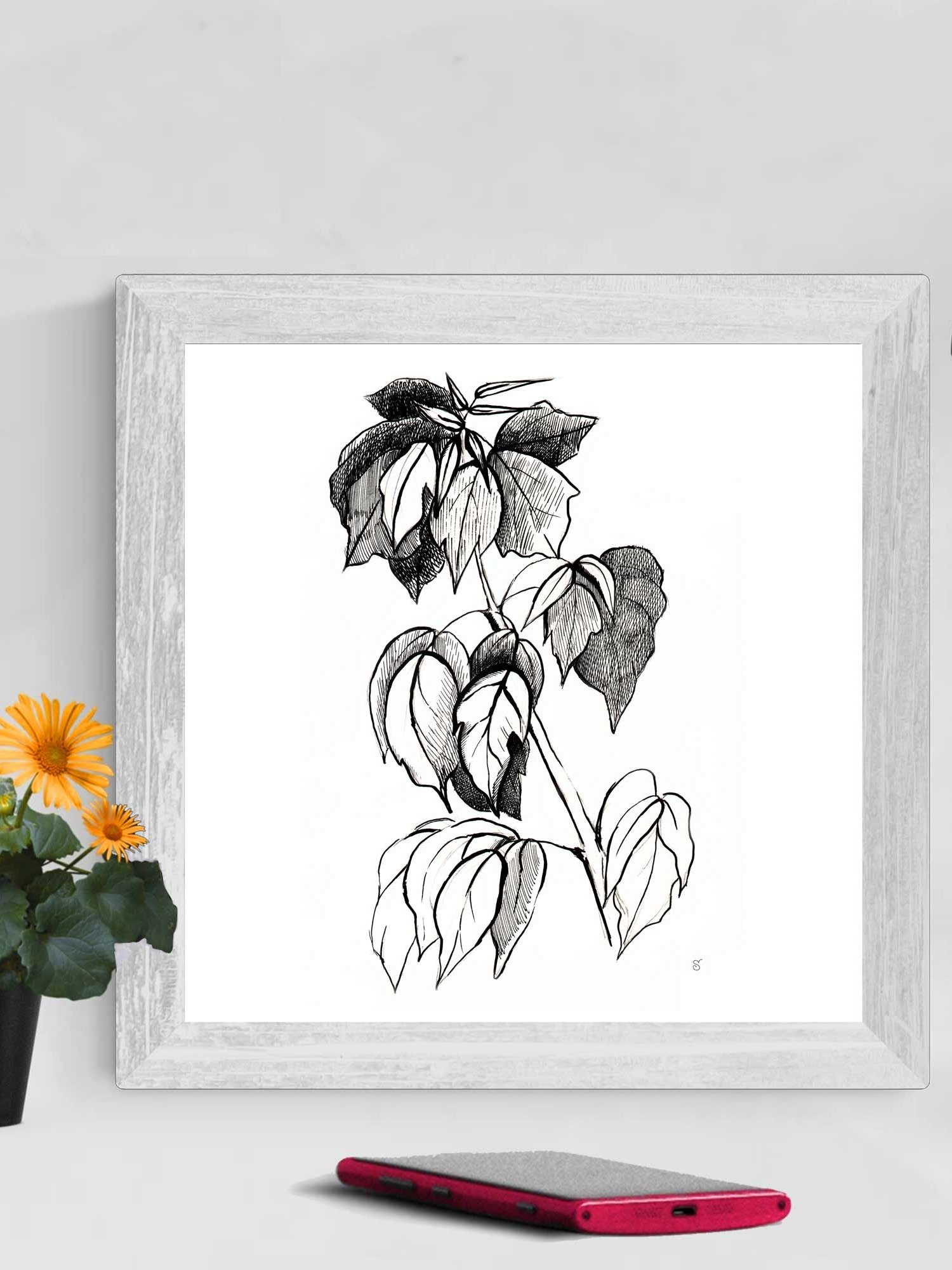 Botanical Line Art Canvas Print - Stylish Graphical Twig product image (3)