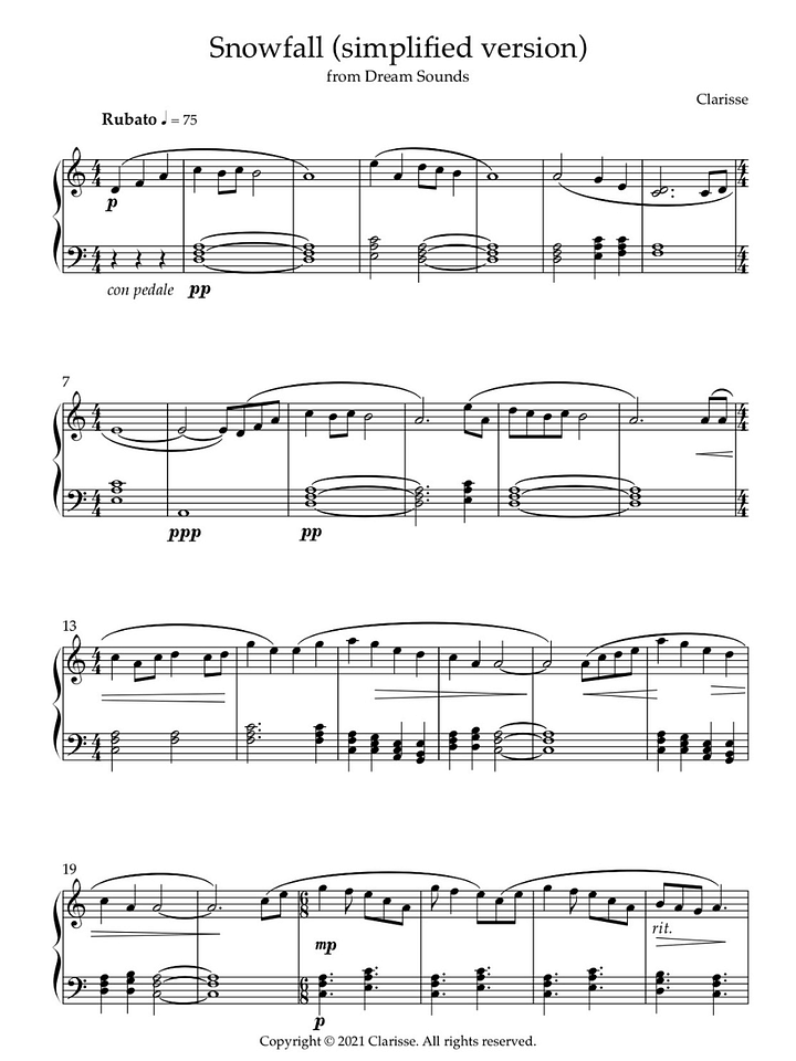 Snowfall (simplified version) - Sheet Music product image (1)