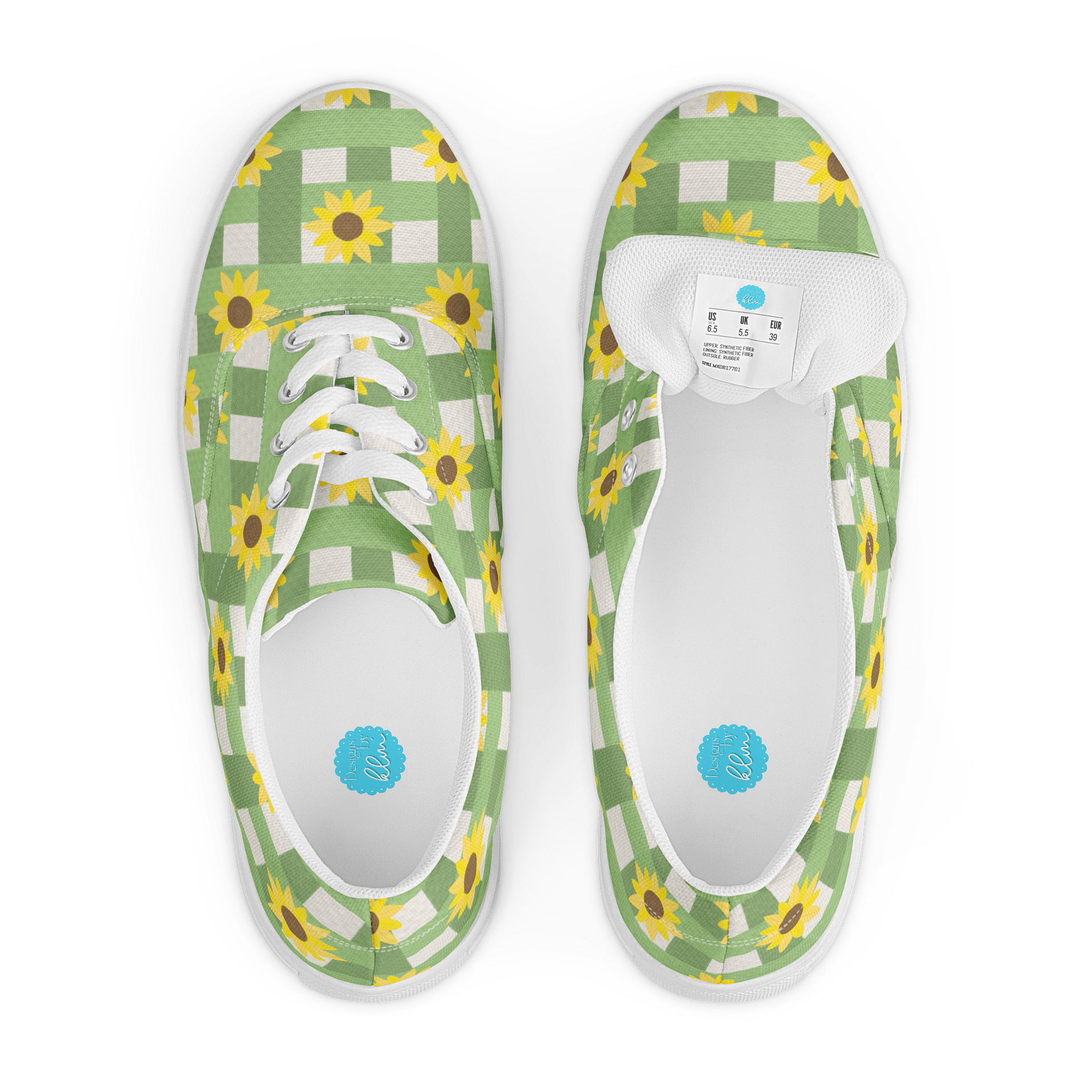 Sunflower Gingham Pattern Lace-Up Shoes in Green product image (6)