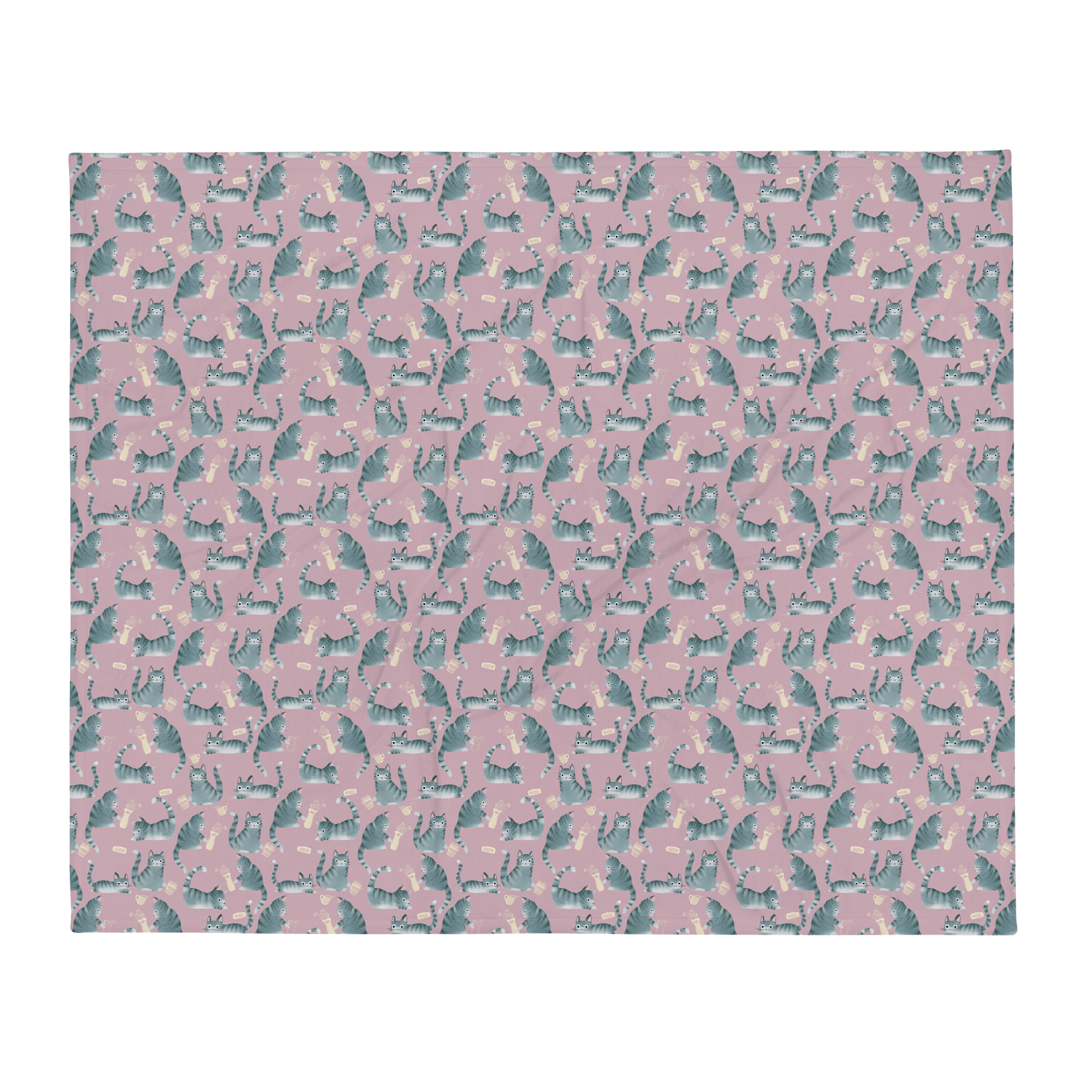 Bad Grey Tabby Cats Knocking Stuff Over Throw Blanket, Pink product image (2)